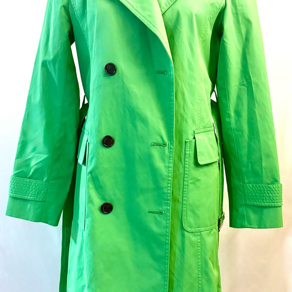 Anne Klein Spring Lime Green Belted Trench Coat - Picture 4 of 12